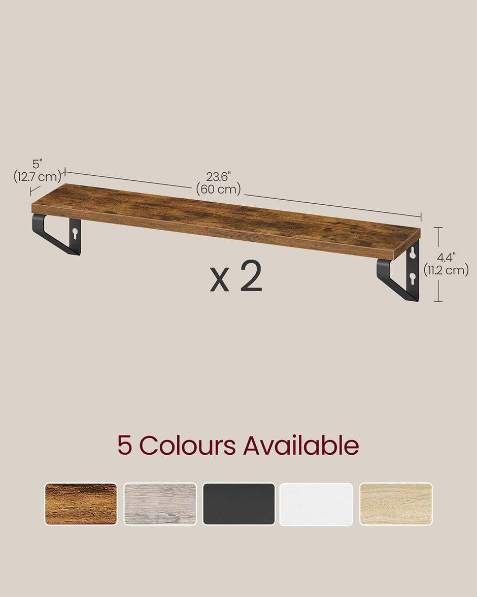 Set of 2 Floating Shelves – Engineered Wood – Matte White – Front Edges Design