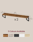 Set of 2 Floating Shelves – Engineered Wood – Matte White – Front Edges Design