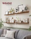 Set of 2 Floating Shelves – Engineered Wood – Matte White – Front Edges Design