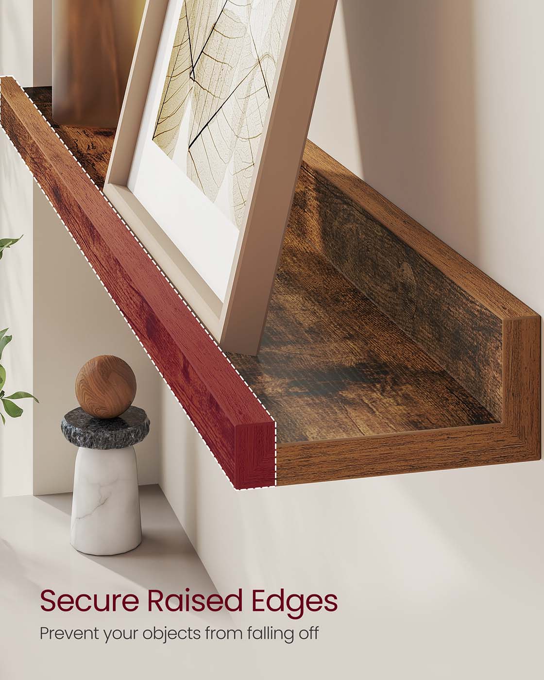 Set of 2 Floating Shelves – Engineered Wood – Matte White – Front Edges Design
