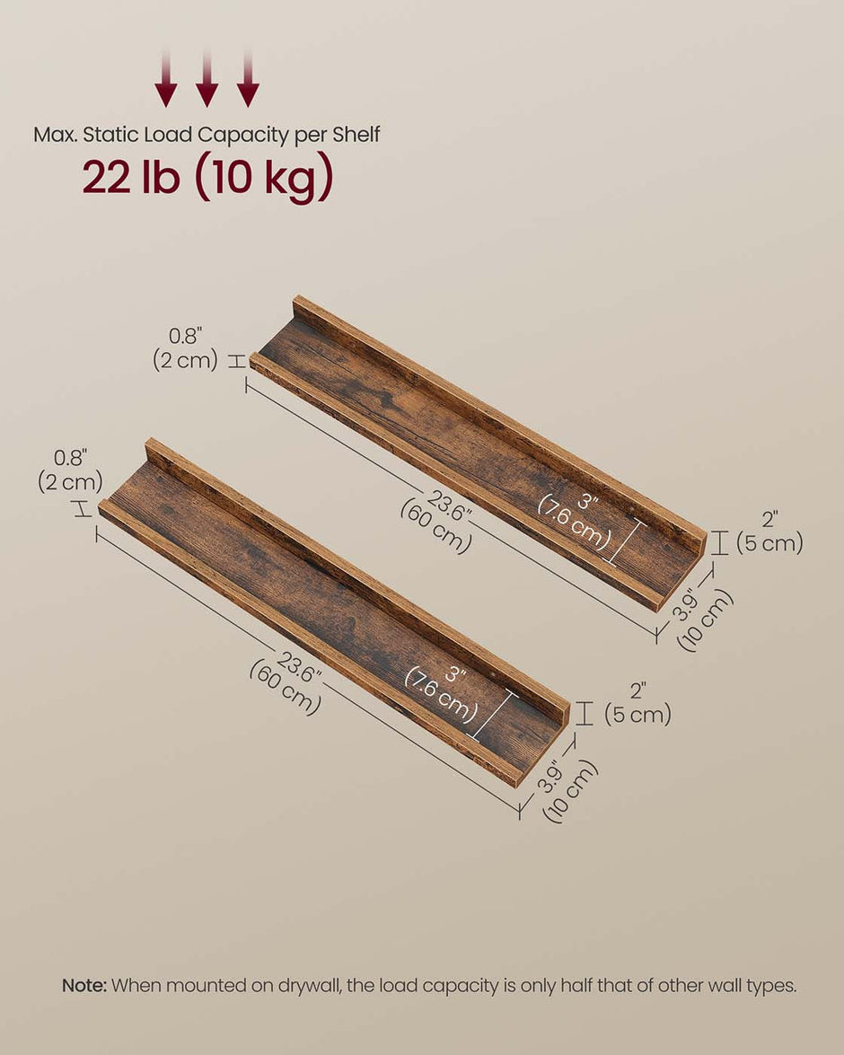 Set of 2 Floating Shelves – Engineered Wood – Matte White – Front Edges Design