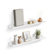 Set of 2 Floating Wall Shelves – Wood – Matte White – Front-Edge Design for Picture Frames and Trinkets