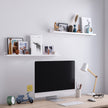 Set of 2 Floating Wall Shelves – Wood – Matte White – Front-Edge Design for Picture Frames and Trinkets
