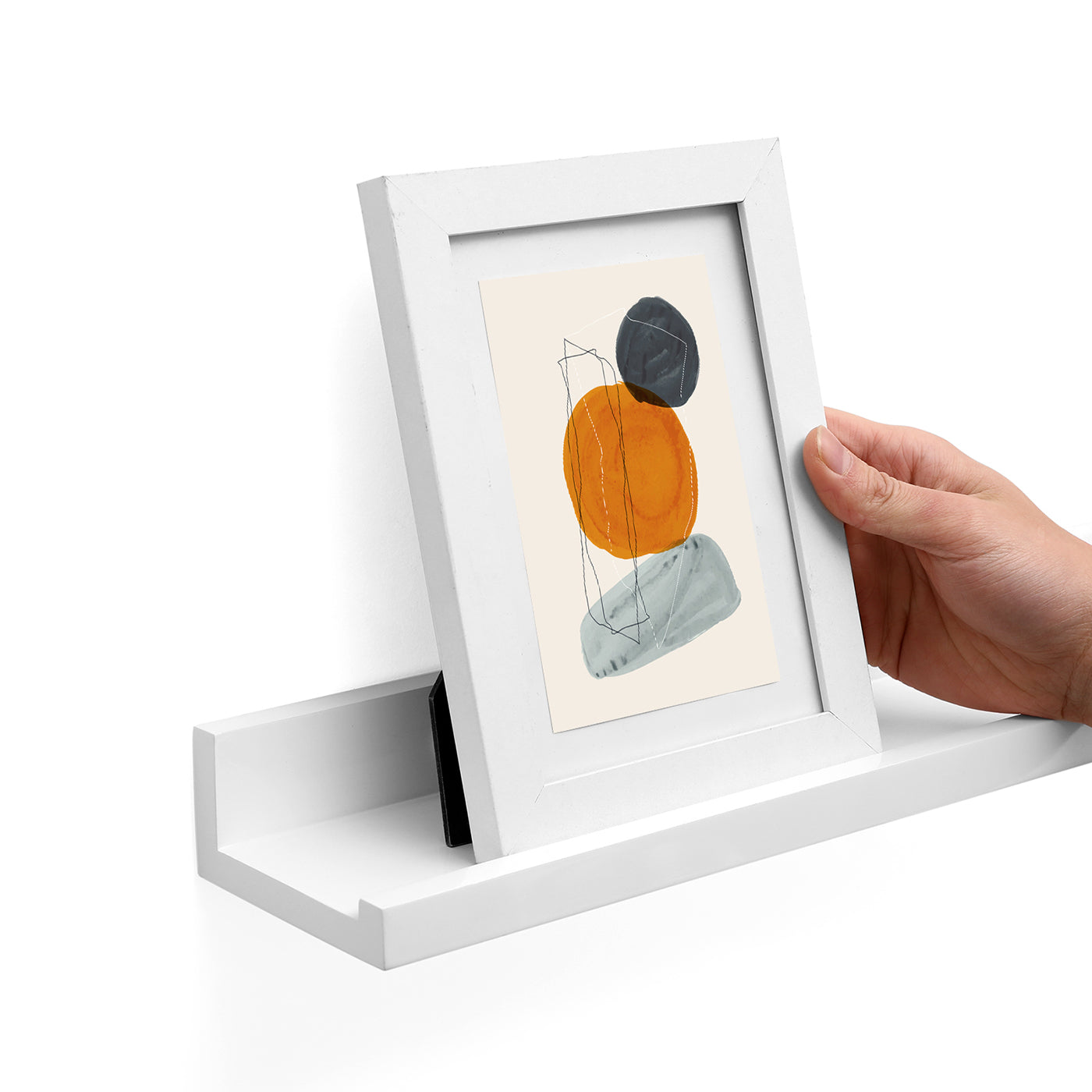 Set of 2 Floating Wall Shelves – Wood – Matte White – Front-Edge Design for Picture Frames and Trinkets