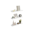 Floating Shelves – MDF – White – High-Gloss Finish – Set of 3, 10 x 80 cm