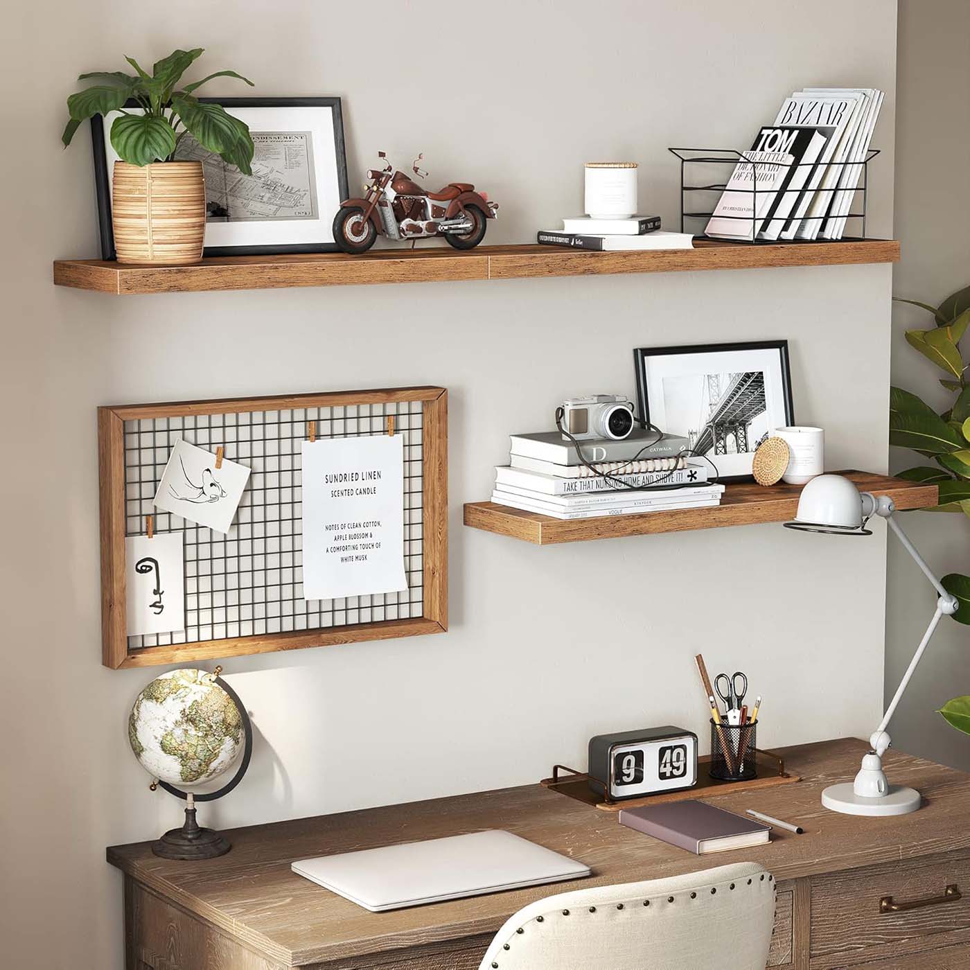 Floating Wall Shelf – MDF – Rustic Brown – 60 cm Display Storage Shelf