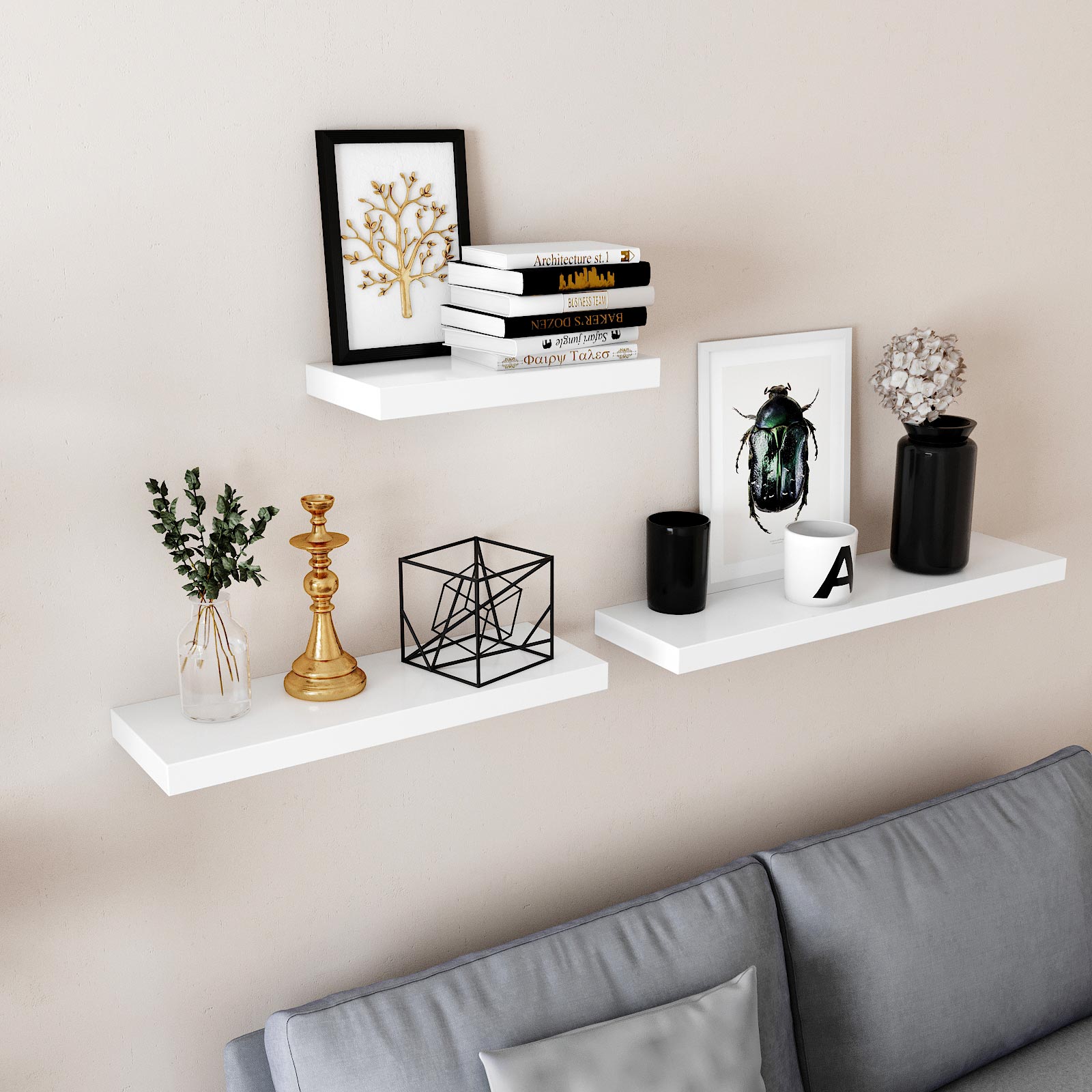 Wall Mounted Bookshelf – MDF – Rustic Brown – 60 cm Floating Shelf for Display and Storage