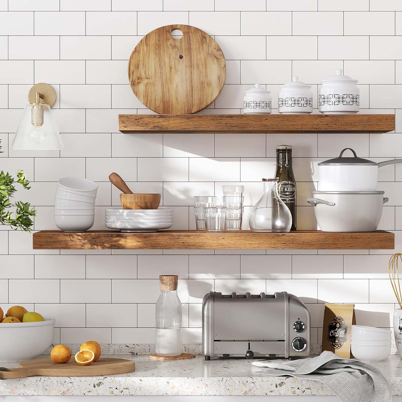 Floating Wall Shelf – MDF – White – 80 cm Wooden Display Storage