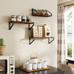 Set of 3 Wall Mounted Floating Shelves – Wood and Metal – Rustic Brown and Matte Black – Versatile Mounting Options