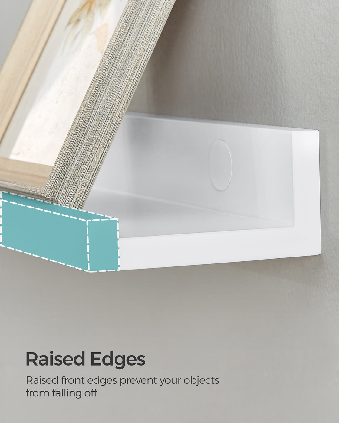 Floating Ledge Shelf – Wood – White – Set of 3 with Invisible Assembly