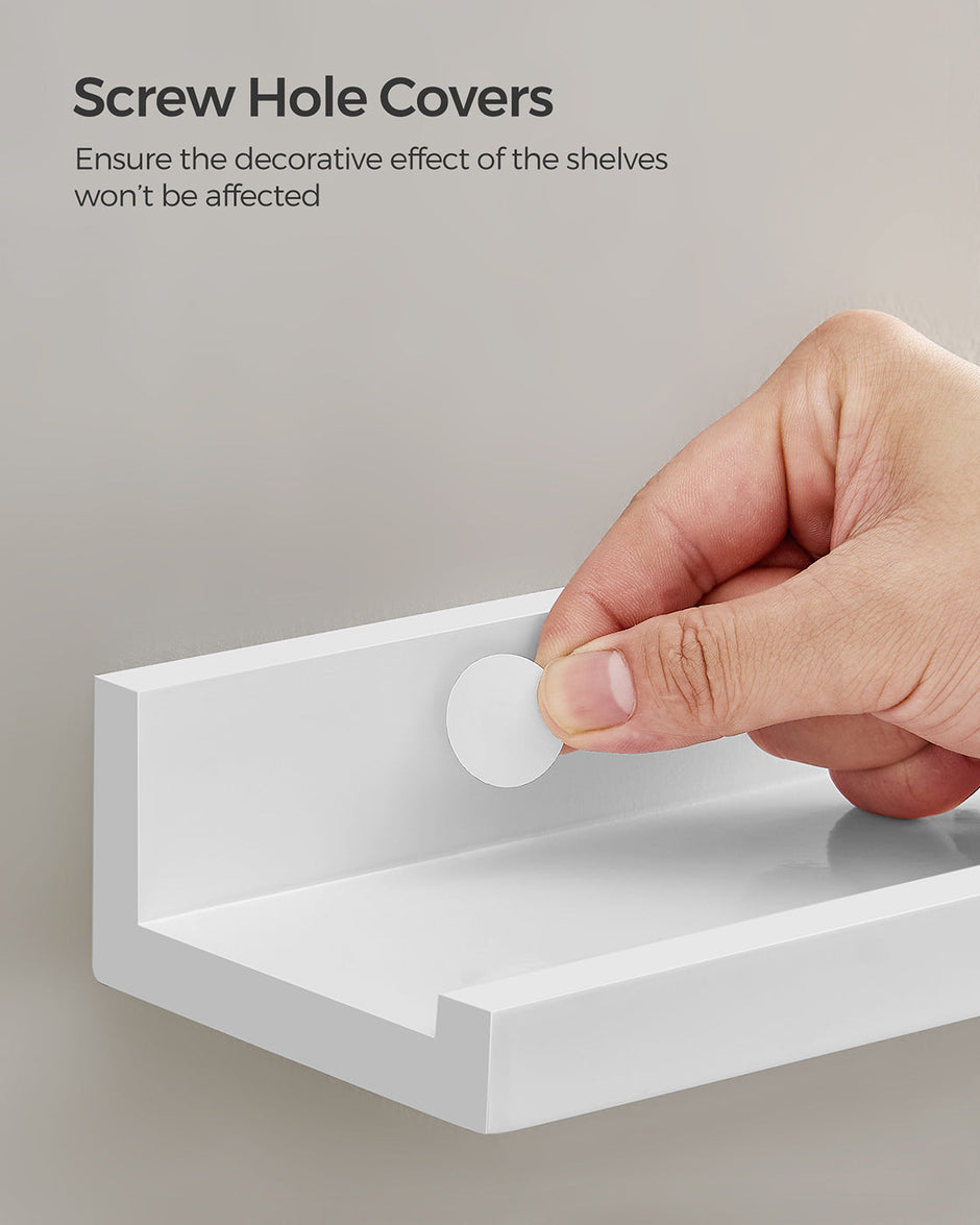 Floating Ledge Shelf – Wood – White – Set of 3 with Invisible Assembly