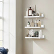 Floating Wall Shelves – Wood – White – Set of 3, Modern Design for Living Room and Home Office