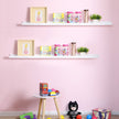 Floating Shelf – MDF – White – Long Design for Picture Frames and Books, 115 x 10 cm