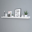 Floating Shelf – MDF – White – Long Design for Picture Frames and Books, 115 x 10 cm