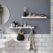 Floating Wall Shelf Set – MDF – White – High-Gloss Finish for Picture Frames and Books