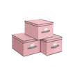 Storage Boxes – Fabric – Beige – Set of 3 with Label Holders and Lids