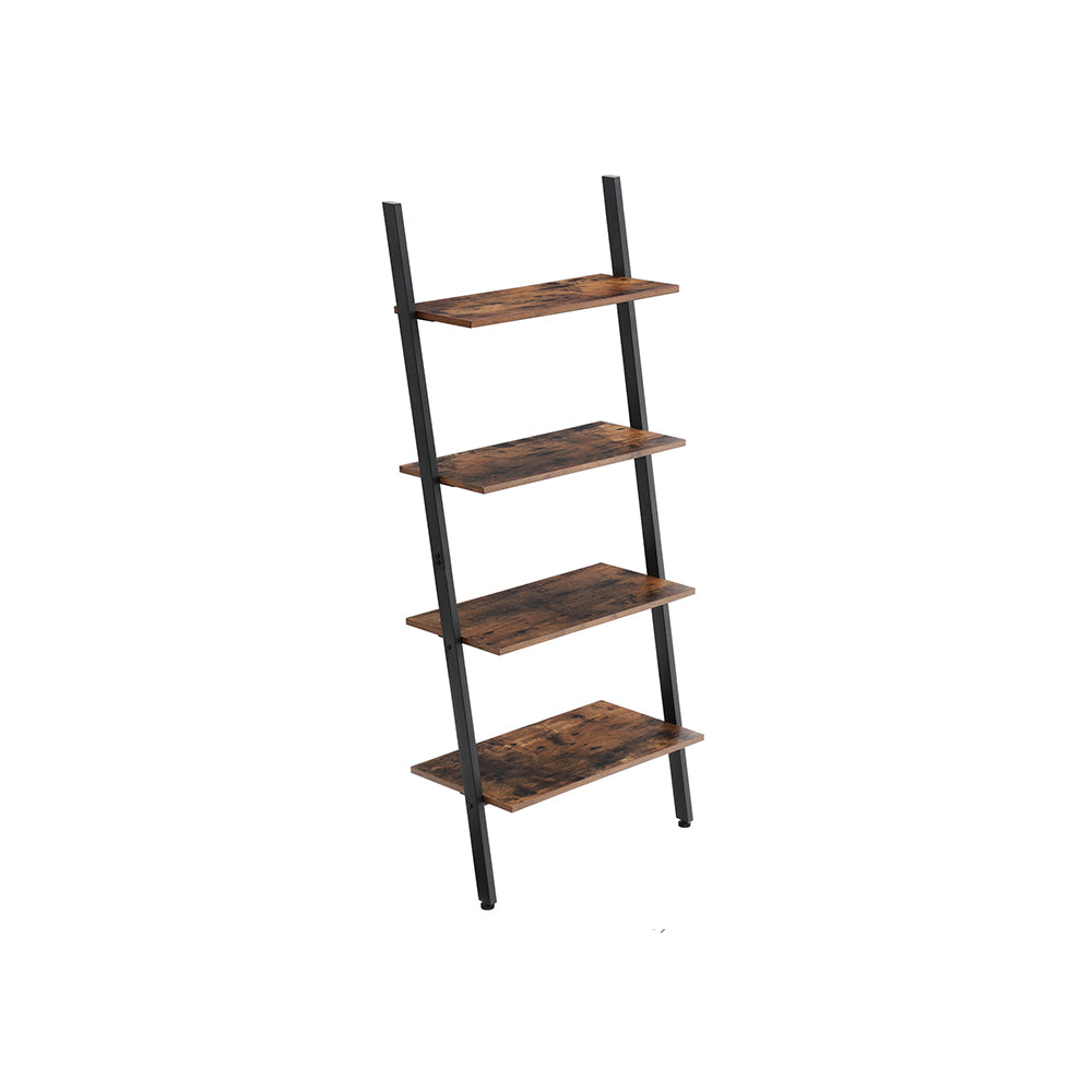 Ladder Shelf – Iron – Dark Brown – 4-Tier Industrial Design