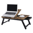 Laptop Desk – Wood – Rustic Brown – Adjustable Tilting Top with Folding Legs