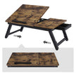 Laptop Desk – Wood – Rustic Brown – Adjustable Tilting Top with Folding Legs