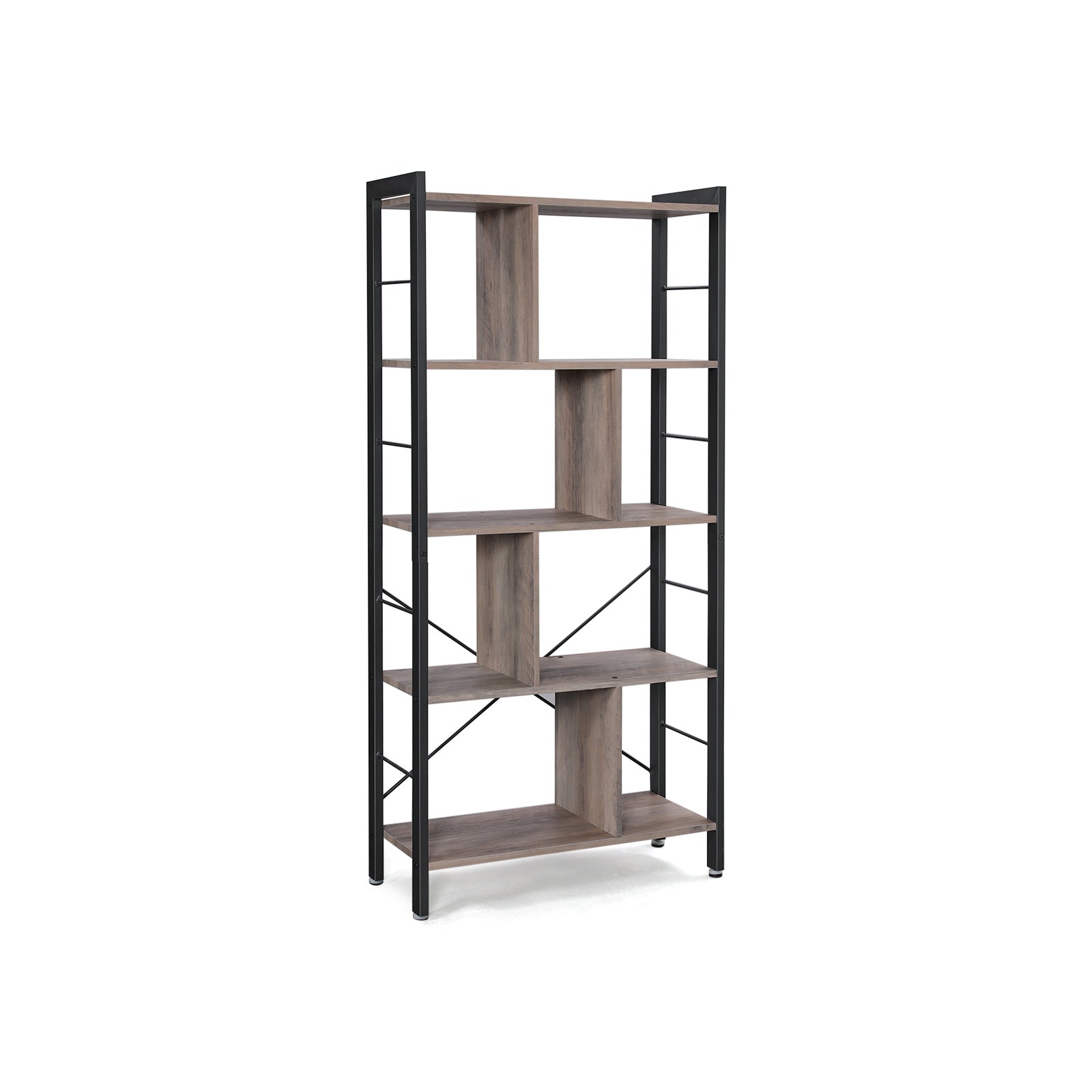 Large 4-Tier Bookcase – Steel – Greige and Black – Industrial Design with Stable Frame