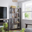 Large 4-Tier Bookcase – Steel – Greige and Black – Industrial Design with Stable Frame