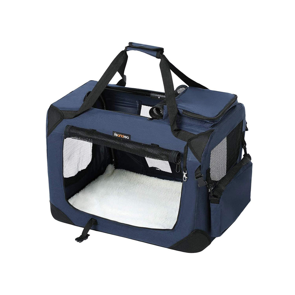 Large Folding Fabric Pet Carrier – Dark Blue – Spacious Design with Booster Seat Function