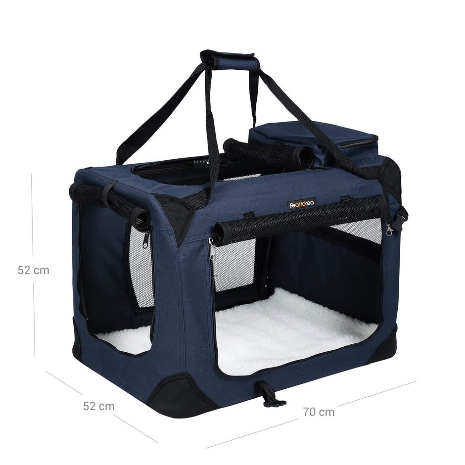 Large Folding Fabric Pet Carrier – Dark Blue – Spacious Design with Booster Seat Function
