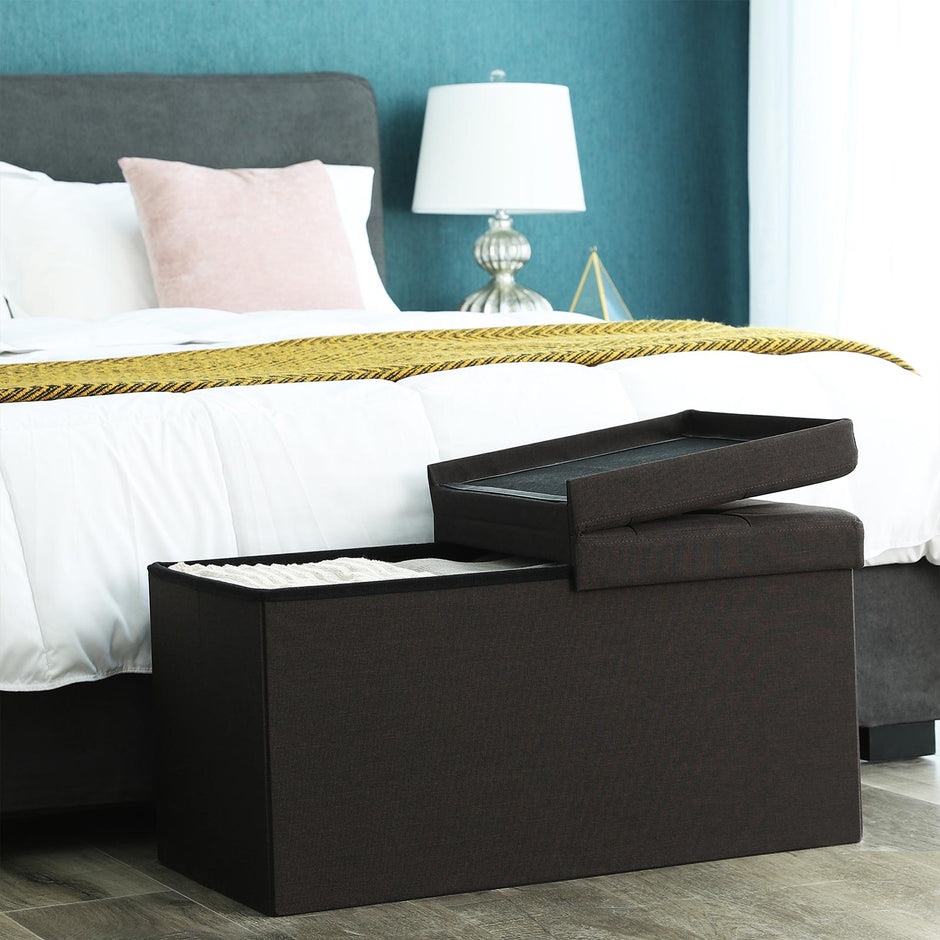 Storage Ottoman – Fabric – Brown – Foldable with 80L Capacity