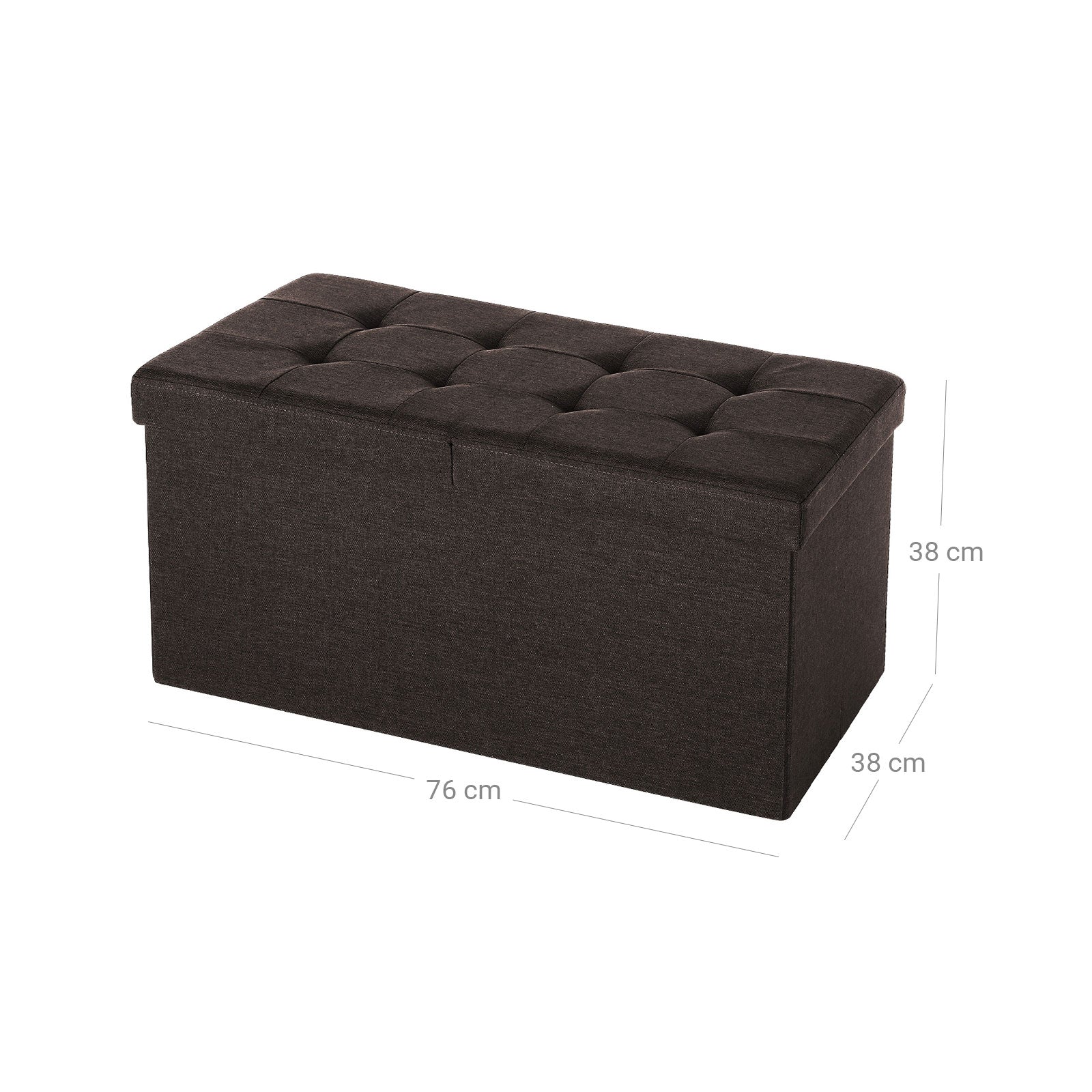 Storage Ottoman – Fabric – Brown – Foldable with 80L Capacity