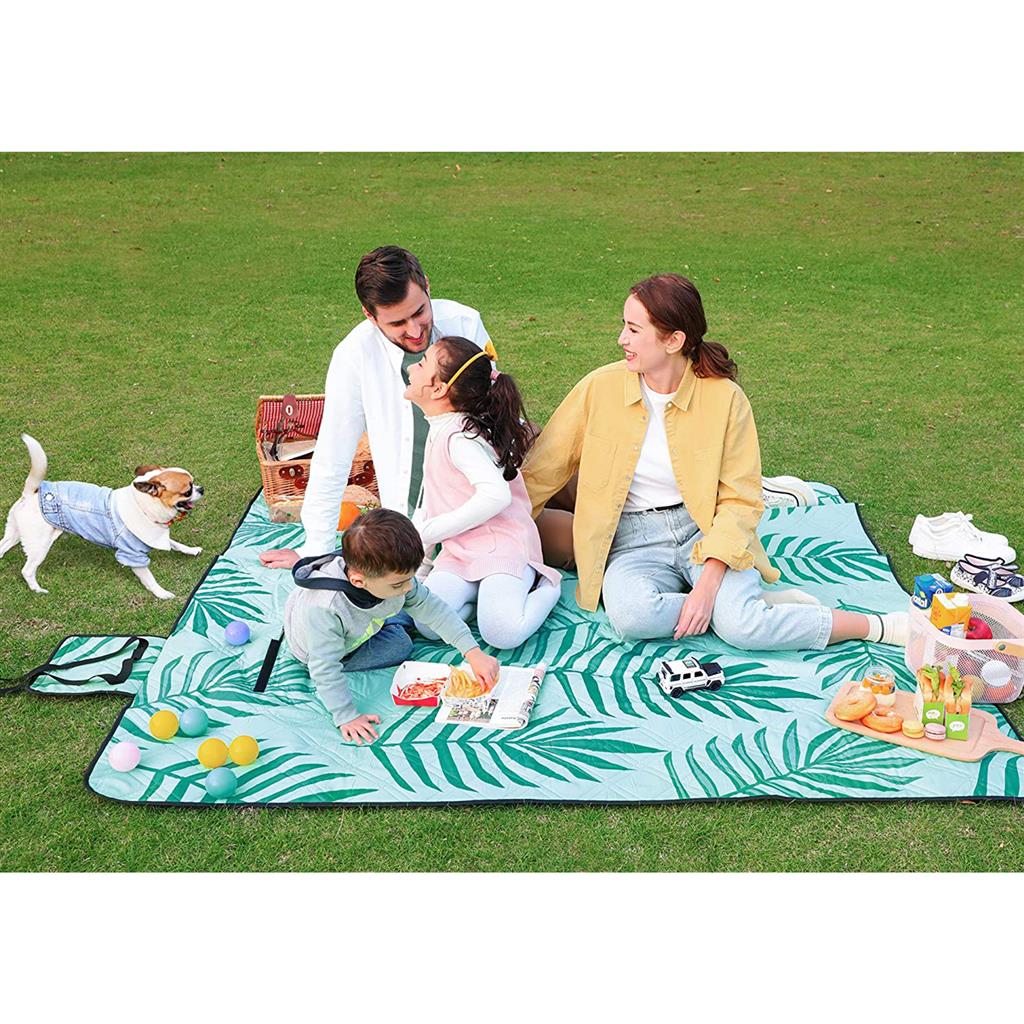 Large Picnic Blanket – Waterproof Material – Blue – Features Carry Handle