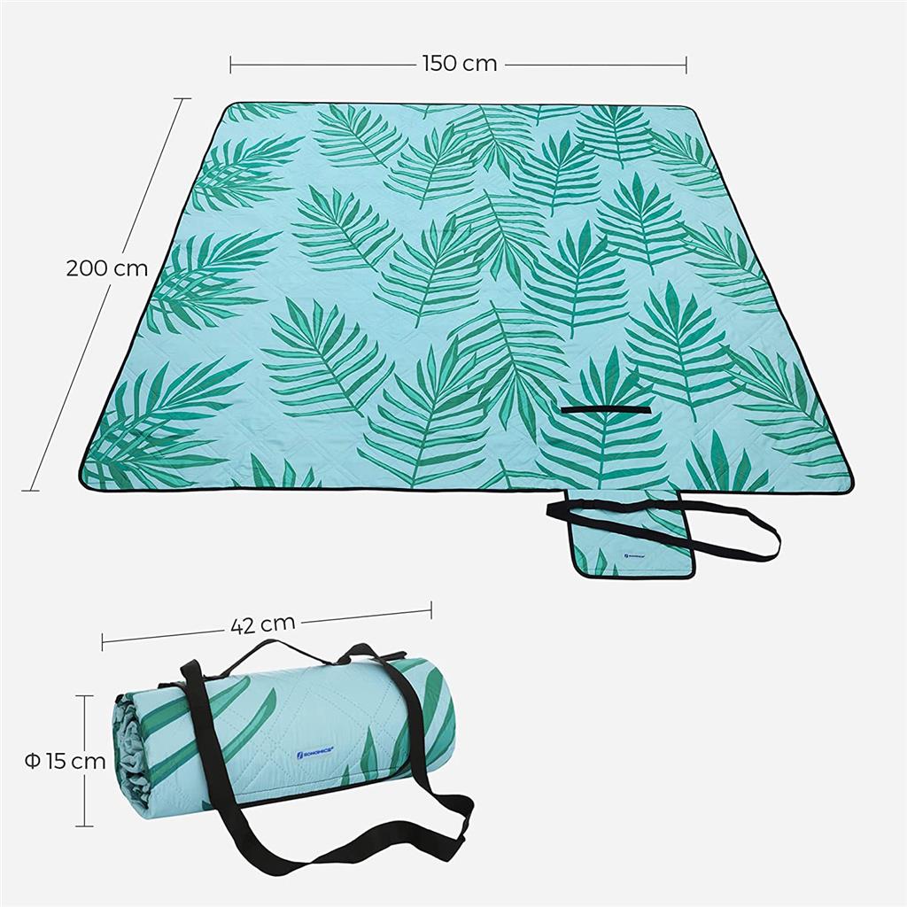 Large Picnic Blanket – Waterproof Material – Blue – Features Carry Handle