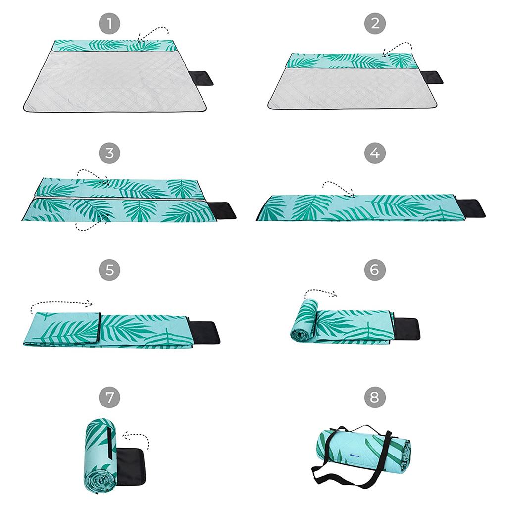 Large Picnic Blanket – Waterproof Material – Blue – Features Carry Handle