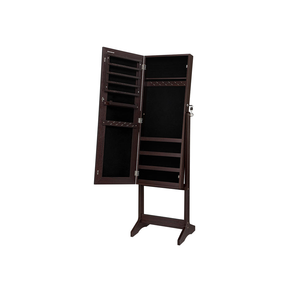 Jewelry Armoire – Wood – Brown – Full Length Mirror with Simple Assembly