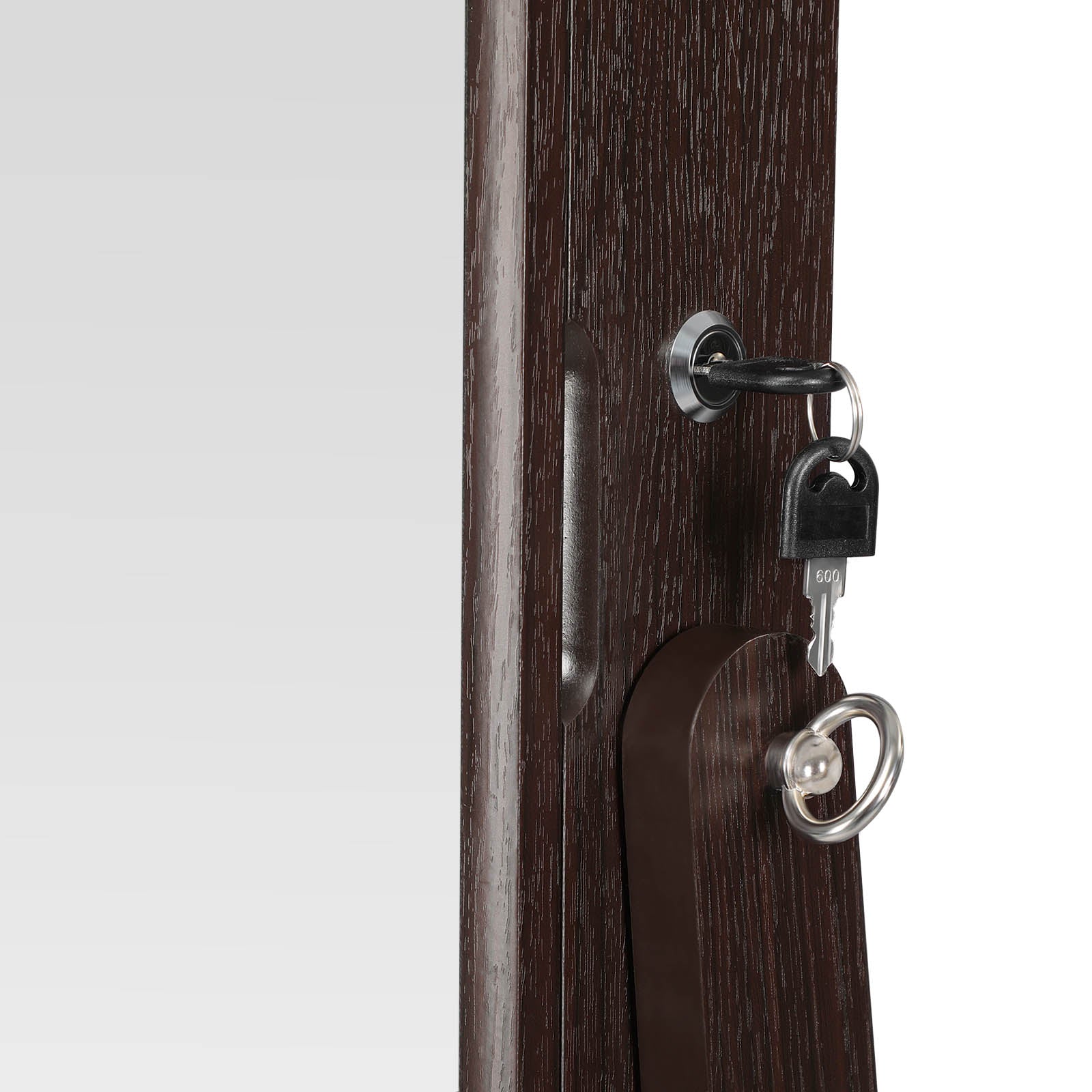 Jewelry Armoire – Wood – Brown – Full Length Mirror with Simple Assembly