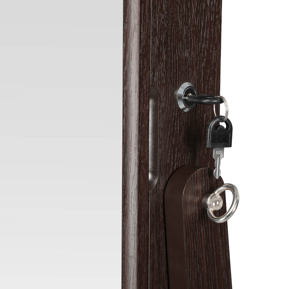 Jewelry Armoire – Wood – Brown – Full Length Mirror with Simple Assembly