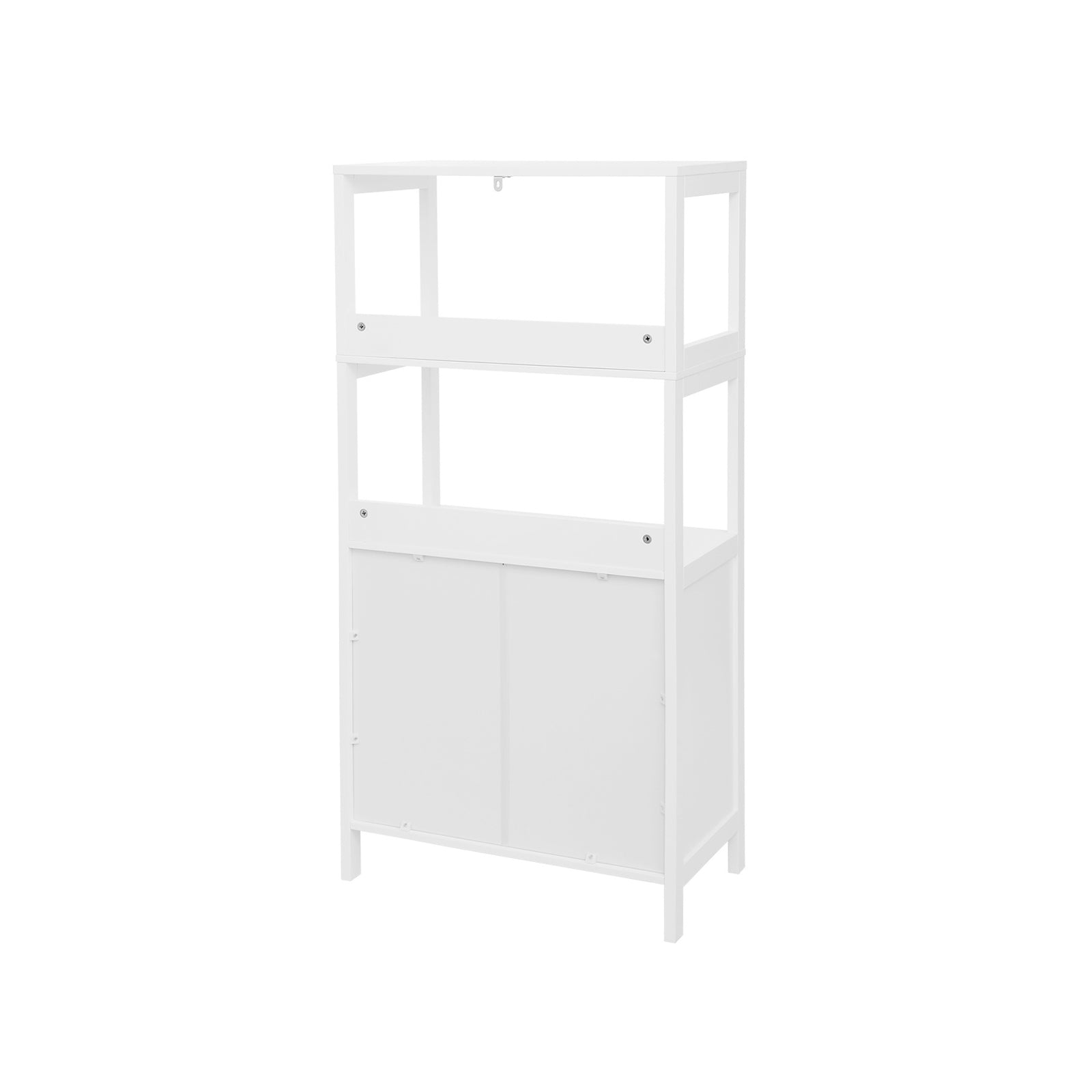 Large Storage Cabinet – Engineered Wood – White – With Drawer and Open Shelves