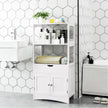 Large Storage Cabinet – Engineered Wood – White – With Drawer and Open Shelves