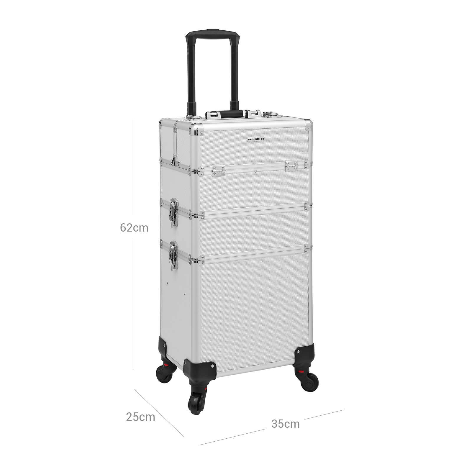 Large Trolley Cosmetic Case – Durable Material – Black – Lockable and Portable with 360-Degree Casters