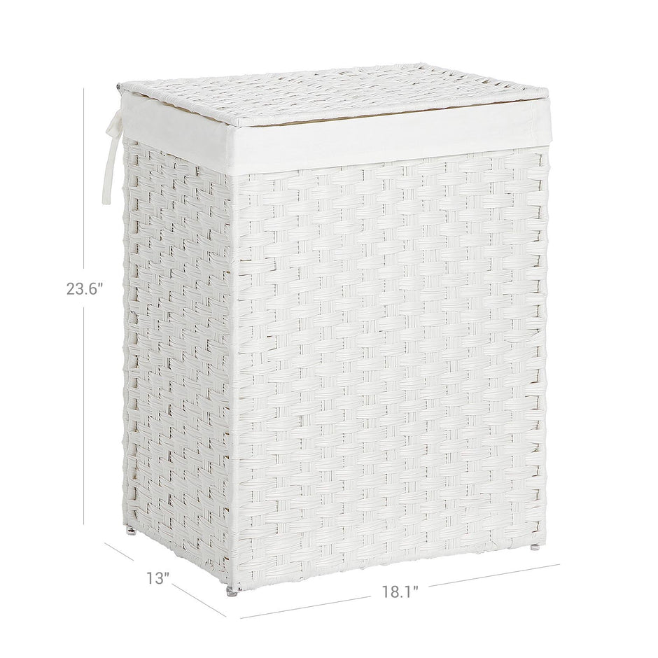 Laundry Basket – Synthetic Rattan – Natural – Foldable with Lid and Handles