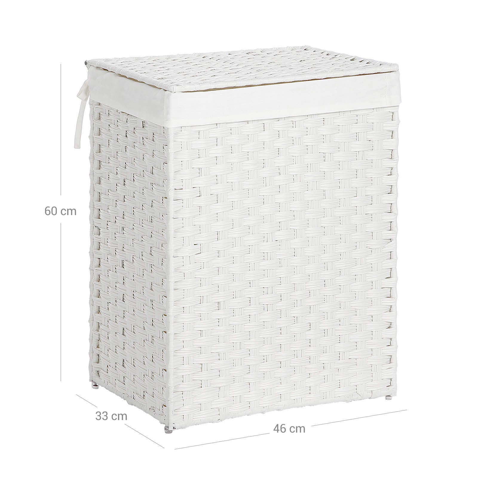 Laundry Basket – Synthetic Rattan – Natural – Foldable with Lid and Handles
