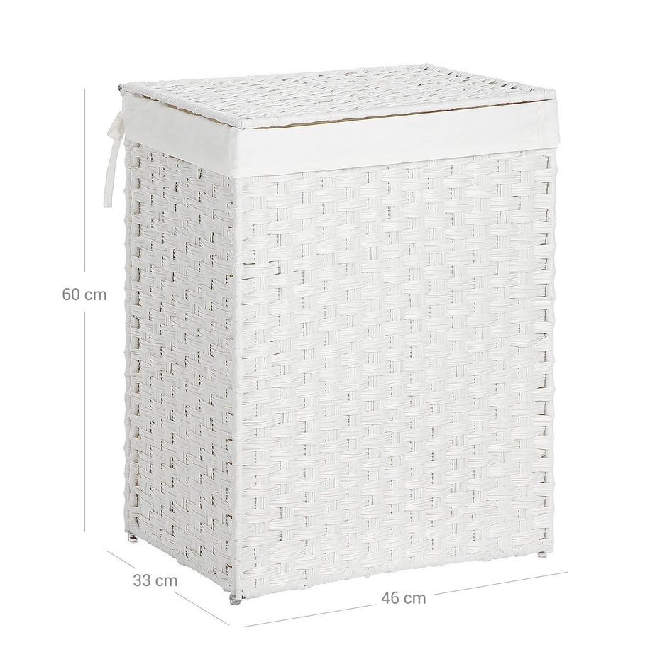 Laundry Basket – Synthetic Rattan – Natural – Foldable with Lid and Handles