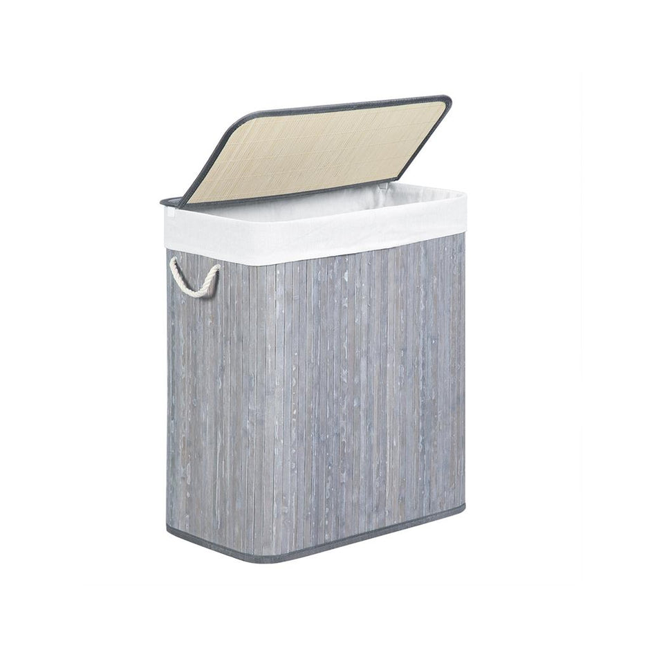 Laundry Hamper – Fabric – Distressed Grey – Foldable with Removable Liner and Handles, 100L