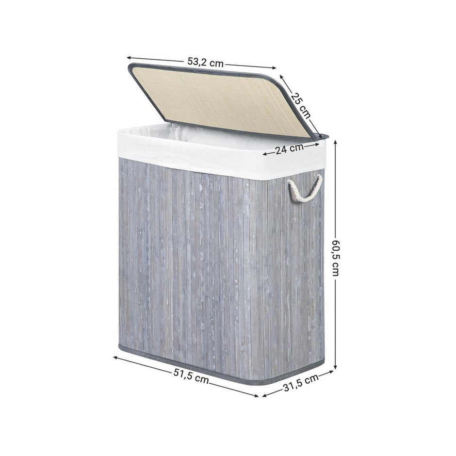 Laundry Hamper – Fabric – Distressed Grey – Foldable with Removable Liner and Handles, 100L