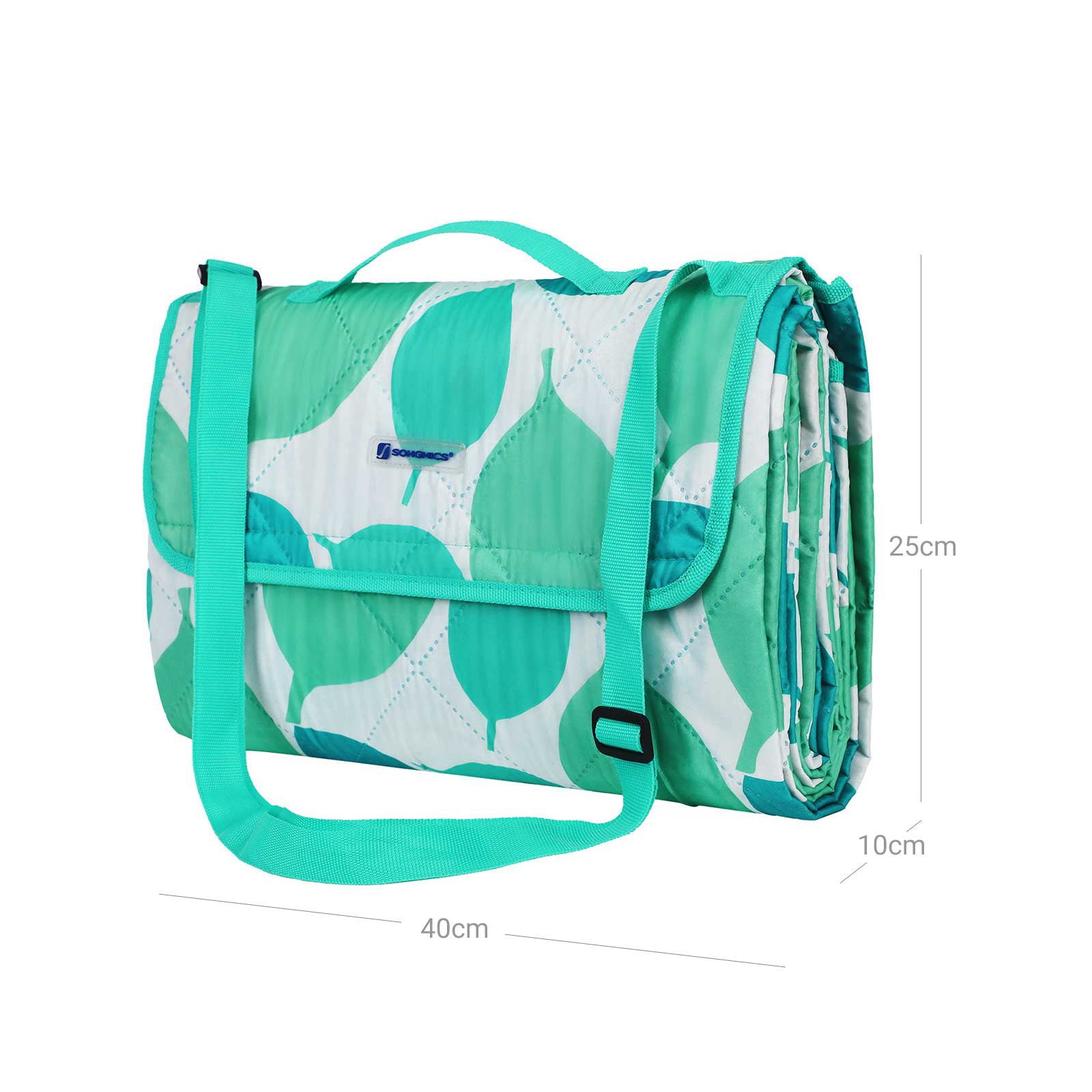 Insulated Picnic Blanket – Washable Fabric – Leaf Pattern – Lightweight & Foldable with Shoulder Strap