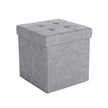 Folding Storage Ottoman – Linenette – Light Grey – Fire Safety, Space-Saving Design, Max Load 300 kg, 38 x 38 x 38 cm