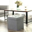 Folding Storage Ottoman – Linenette – Light Grey – Fire Safety, Space-Saving Design, Max Load 300 kg, 38 x 38 x 38 cm