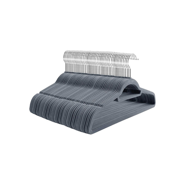 Velvet Hangers – Light Grey – Non-Slip – 360° Swivel Hooks – 100 Pack