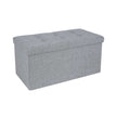 Ottoman – Linen Fabric – Dark Blue – Foldable Storage Bench with 80L Capacity