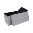 Ottoman – Linen Fabric – Dark Blue – Foldable Storage Bench with 80L Capacity