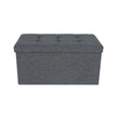 Ottoman – Linen Fabric – Dark Blue – Foldable Storage Bench with 80L Capacity